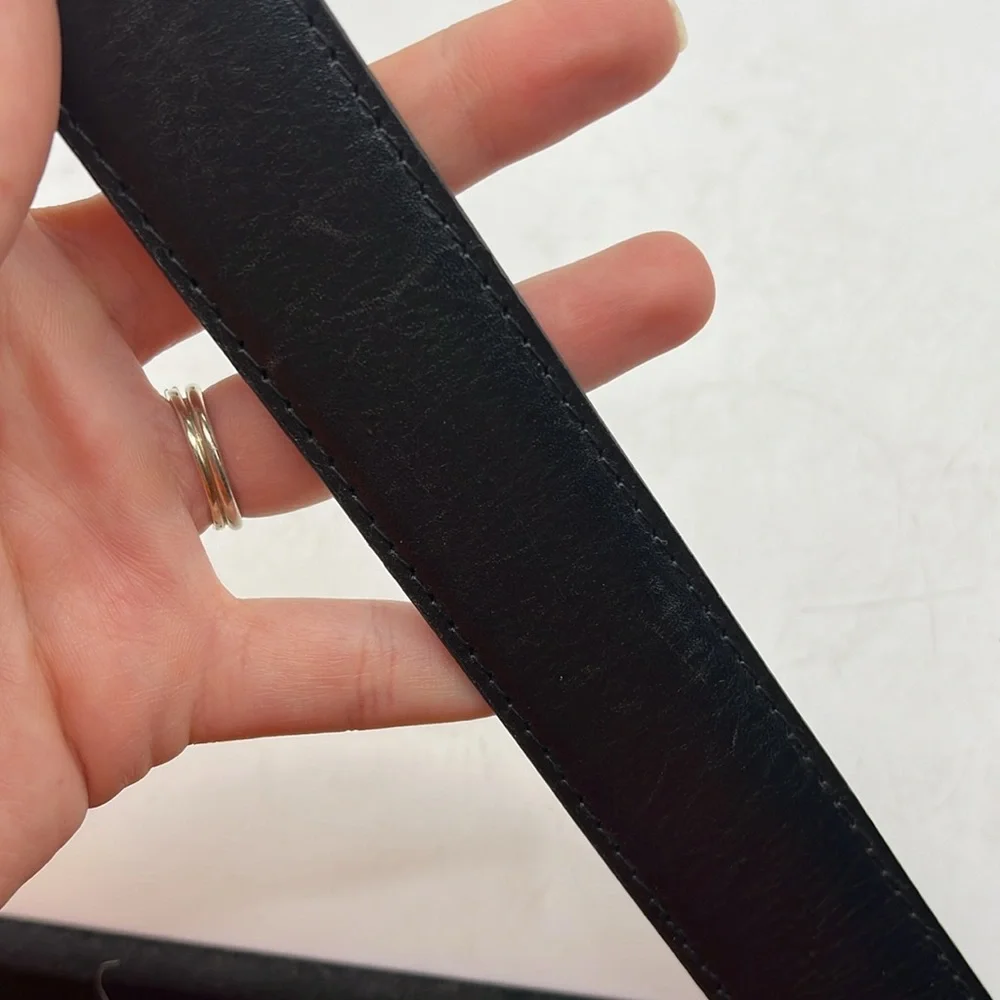 HUB Reversible Mens Belt Black Silver Smooth Textured